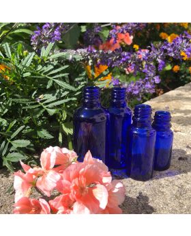 Prázdná 20ml lahvička z modrého skla